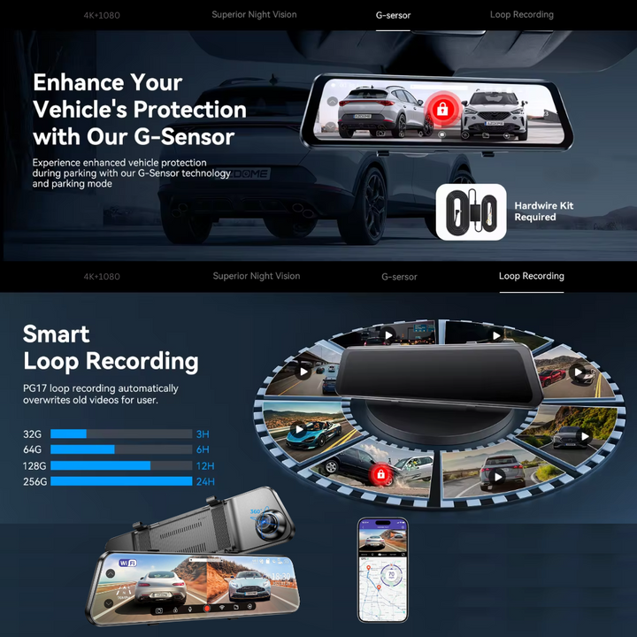 Azdome 4K+2.5K DashCam Mirror PG17MAX - بي جي 17 ماكس منظرة الداش كام Newtech Store