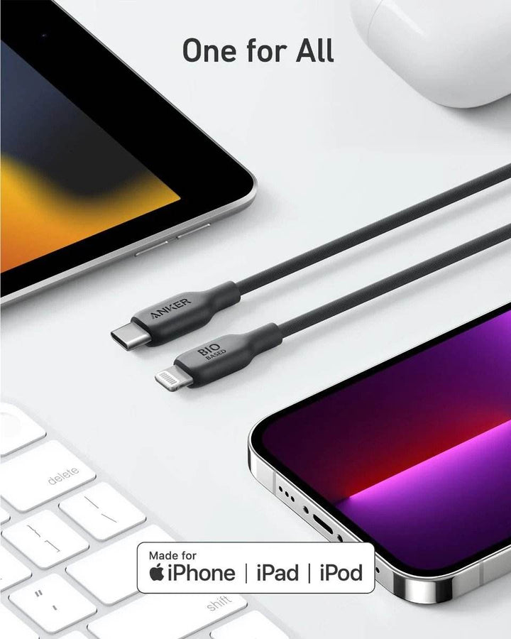 كابل أنكر 542 – USB-C إلى Lightning مضفّر (0.9 متر) – أسود - Newtech Store