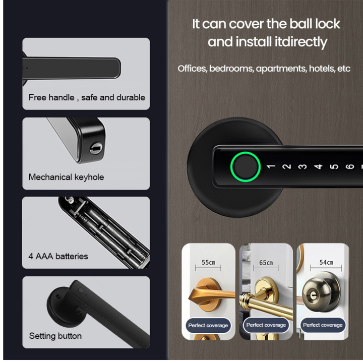 Improved W1 Smart Lock – قفل ذكي W1 إمبروفد "بدون تخريم" Newtech Store