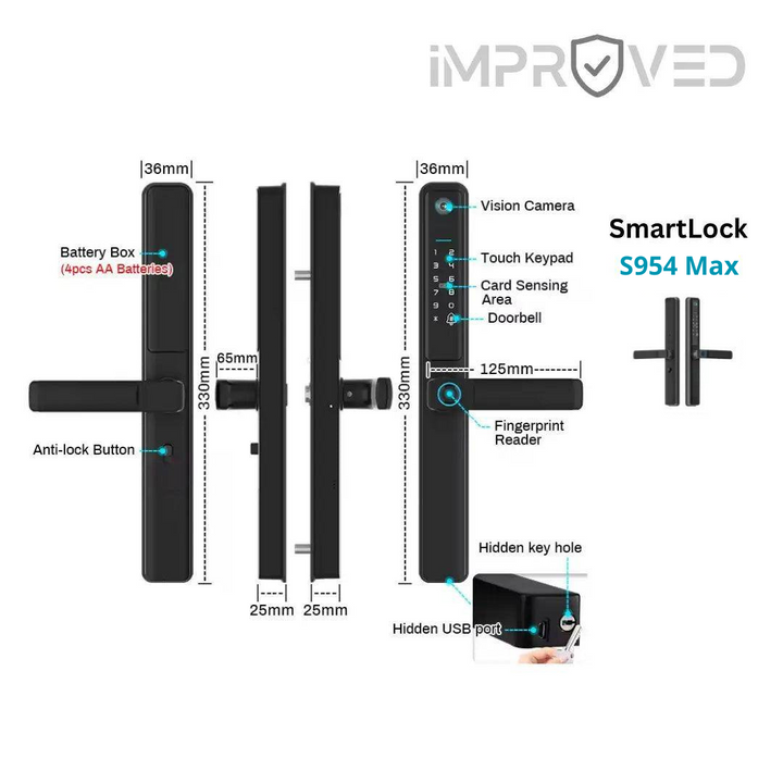 إمبروفيد قفل باب ذكي Smart Lock S954 Max Newtech Store