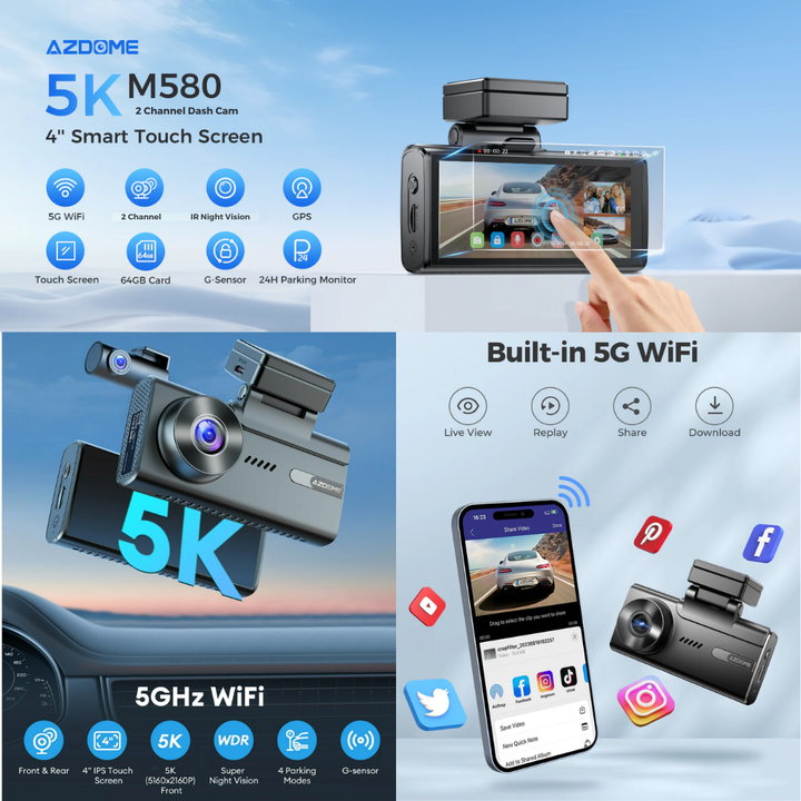 أزدوم داش كام 5K M580 - أحدث إصدار Newtech Store