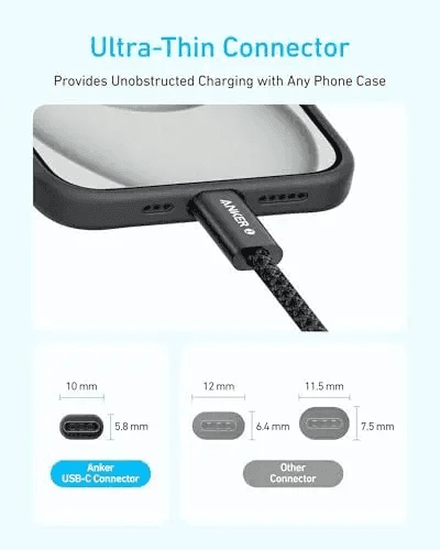 كابل أنكر Zolo USB-C إلى USB-C مضفّر – قدرة 240 واط – بطول 0.9 متر – أسود - Newtech Store