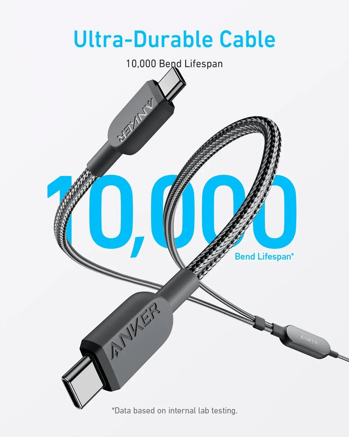 كابل أنكر 2 في 1 – USB-C إلى USB-C بقدرة 140 واط – بطول 1.2 متر – أسود - Newtech Store