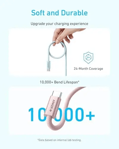 كابل أنكر Zolo USB-C إلى USB-C مضفّر – قدرة 240 واط – بطول 0.9 متر – أسود - Newtech Store