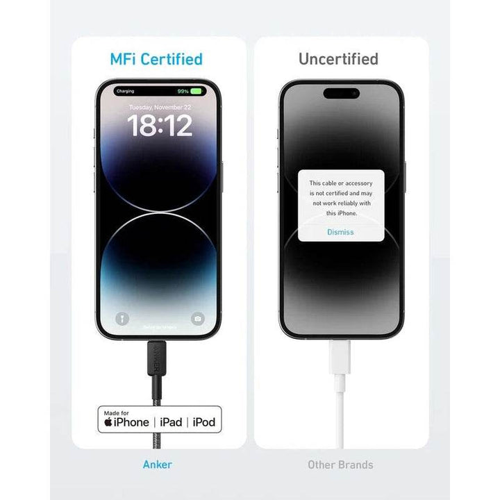 كابل أنكر 322 – USB-C إلى Lightning مضفّر (0.9 متر) – أسود - Newtech Store