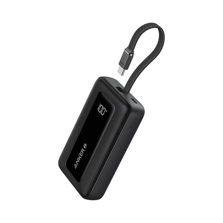 باور بانك أنكر Zolo – 20,000mAh، شحن 30W، بكابل USB-C مدمج – أسود - Newtech Store