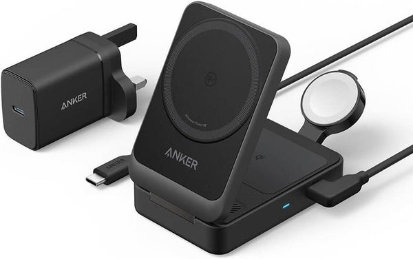 Anker MagGo (15W، قابل للطي 3 في 1) – شحن متعدد الاستخدام اسود - Newtech Store