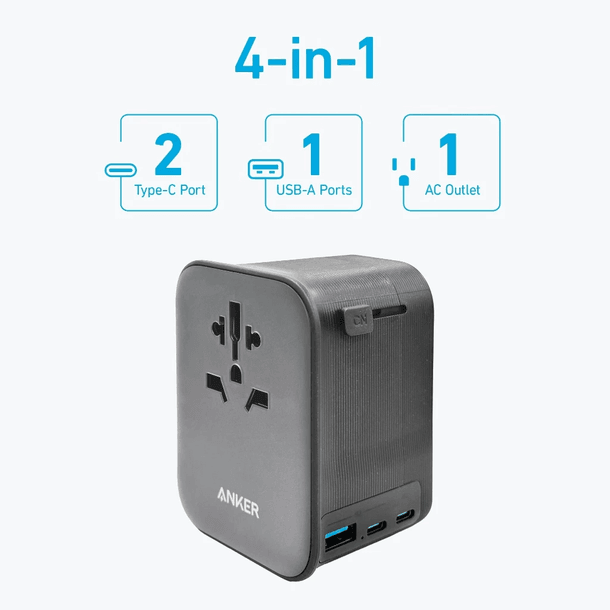أنكر Nano Travel Adapter – محول السفر الذكي 4 في 1 بقدرة 65 واط - Newtech Store