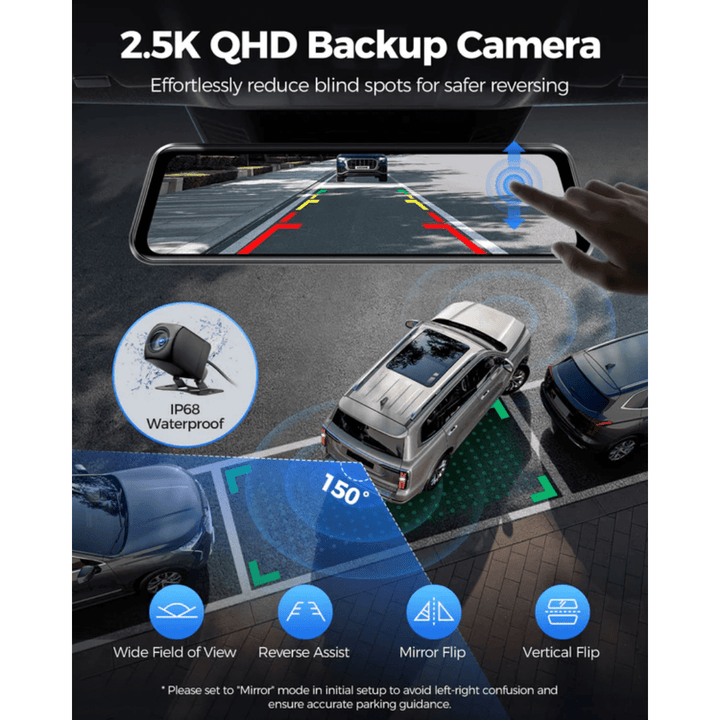 Azdome 4K+2.5K DashCam Mirror PG17MAX - بي جي 17 ماكس منظرة الداش كام - Newtech Store