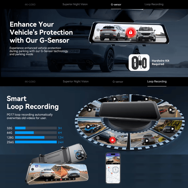 Azdome 4K+2.5K DashCam Mirror PG17MAX - بي جي 17 ماكس منظرة الداش كام - Newtech Store