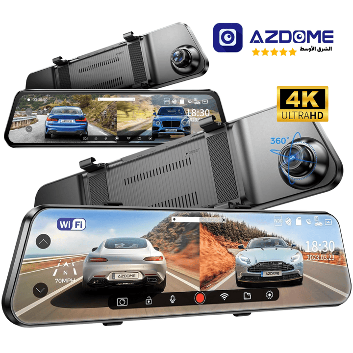 Azdome 4K+2.5K DashCam Mirror PG17MAX - بي جي 17 ماكس منظرة الداش كام - Newtech Store