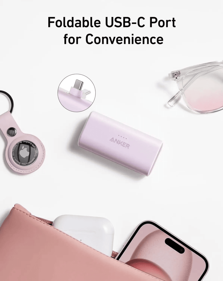 باور بانك أنكر Nano – سعة 5000mAh – شحن سريع 22.5 واط – موصل USB - C مدمج – أسود - Newtech Store