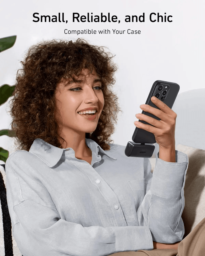 باور بانك أنكر Nano – سعة 5000mAh – شحن سريع 22.5 واط – موصل USB - C مدمج – أسود - Newtech Store
