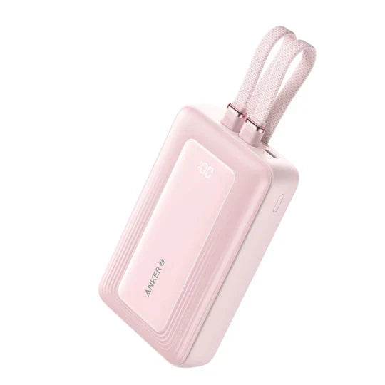 باور بانك Zolo من أنكر – سعة 20,000mAh، شحن سريع 30 واط، كابلات مدمجة – وردي - Newtech Store