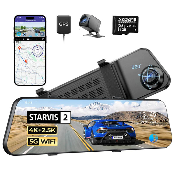 Azdome 4K+2.5K DashCam Mirror PG17 ULTRA - بي جي 17 الترا منظرة الداش كام