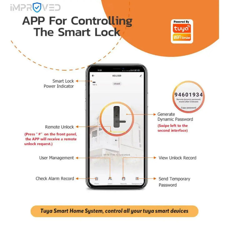 إمبروفيد قفل باب ذكي إصدار Smart Lock 909 - Newtech Store