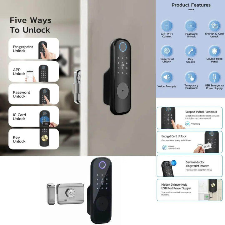 إمبروفيد قفل باب ذكي إصدار Smart Lock 909 - Newtech Store