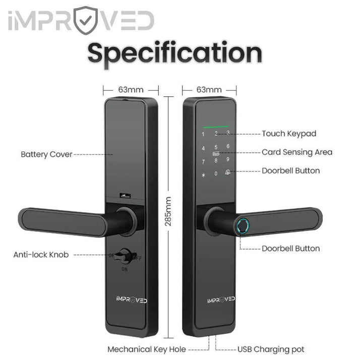 إمبروفيد قفل باب ذكي إصدار Smart Lock S630 - Newtech Store