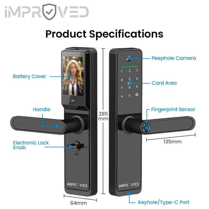 إمبروفيد قفل باب ذكي Smart Lock S630 Max كاميرا و شاشة - Newtech Store