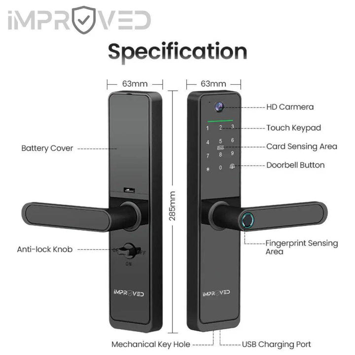 إمبروفيد قفل باب ذكي Smart Lock S630 Pro مع كاميرا - Newtech Store