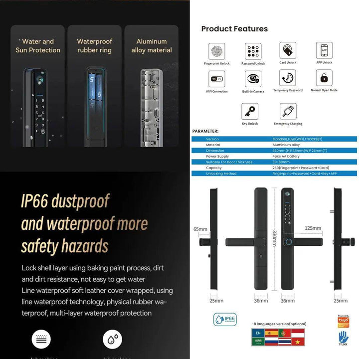 إمبروفيد قفل باب ذكي Smart Lock S954 Max - Newtech Store