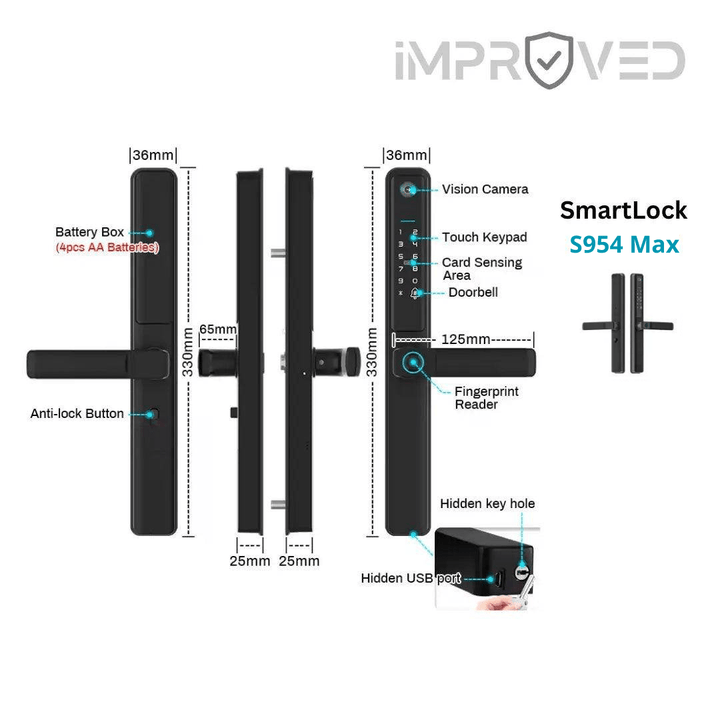 إمبروفيد قفل باب ذكي Smart Lock S954 Max - Newtech Store