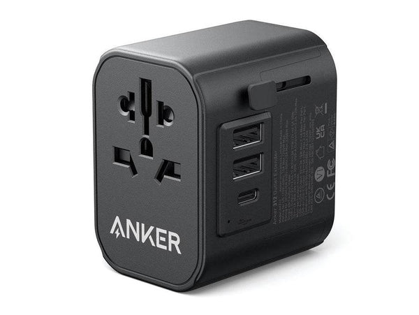 محول سفر أنكر 312 – 3 منافذ كهربائية + 2 منافذ USB – أسود - Newtech Store