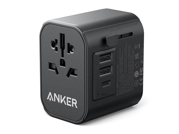 محول سفر أنكر 312 – 3 منافذ كهربائية + 2 منافذ USB – أسود - Newtech Store