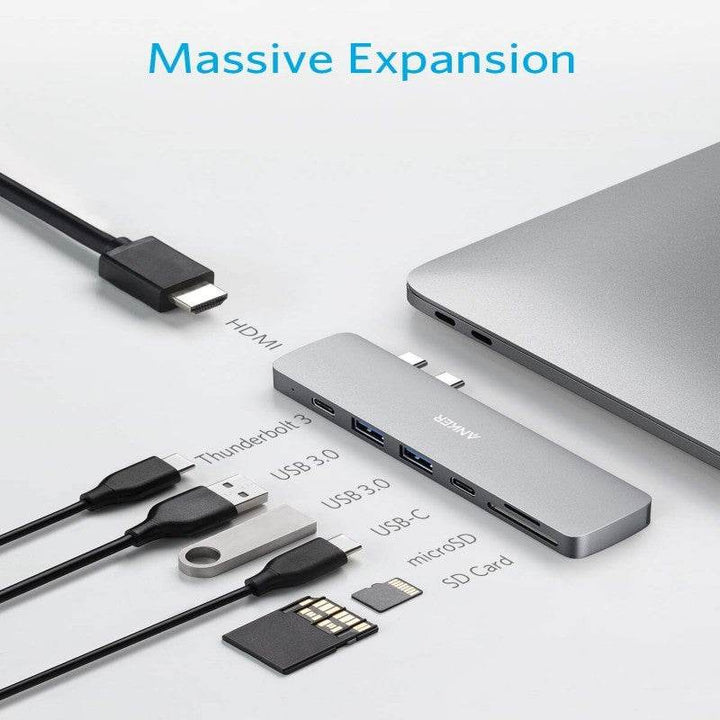 موزع أنكر 547 يو إس بي - سي – 7 في 1 لجهاز ماك بوك – فضي - Newtech Store