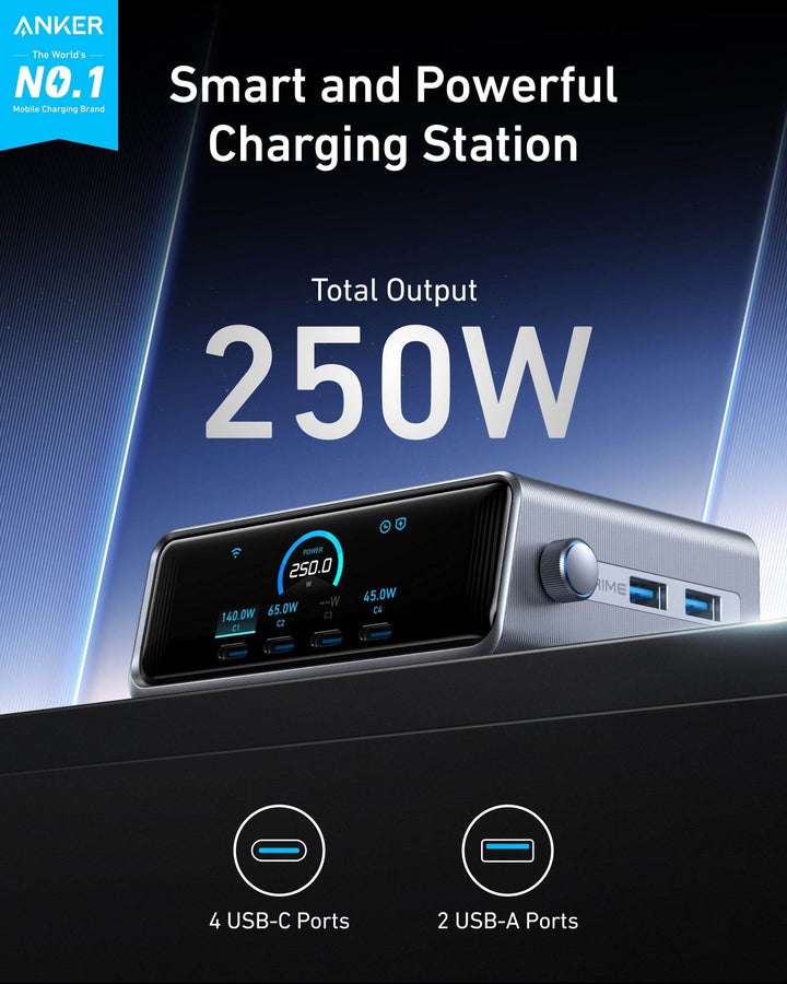 شاحن أنكر Prime – قدرة هائلة 250W مع 6 مخارج - Newtech Store